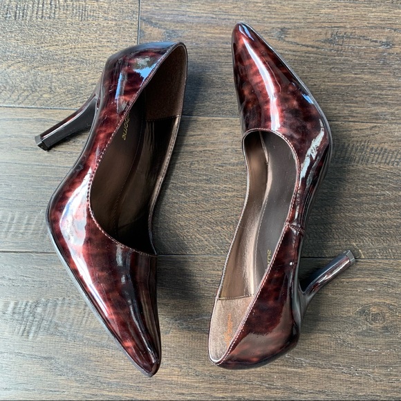 Liz Claiborne Flex Size 7.5 Burgundy 3.5 Inch High Heels - Picture 7 of 12